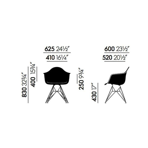 Cadeira de Braços em Plástico Eames DAR / Base Branca
